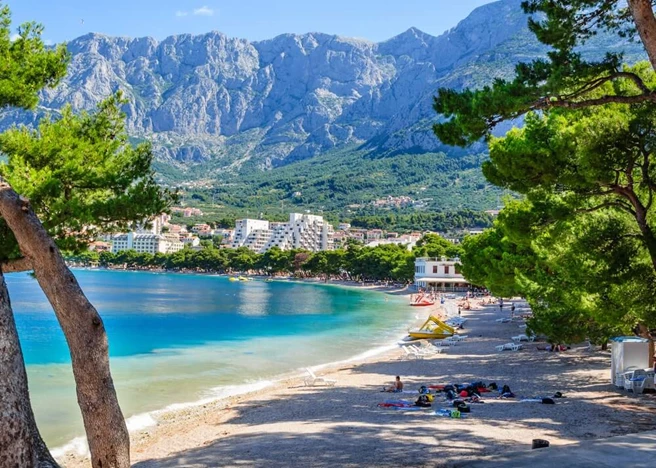 Scenic Beach on Makarska Riviera, Southern treasures Cruise from Split, Croatia