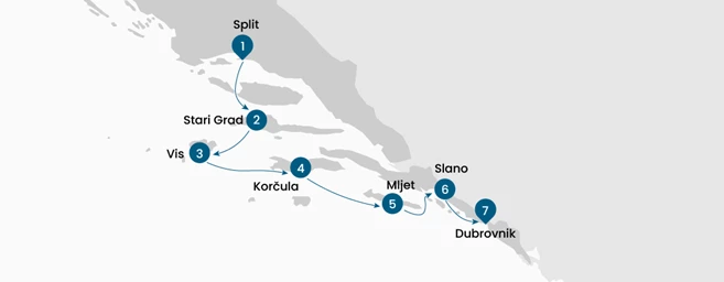 Islas croatas entre Split y Dubrovnik