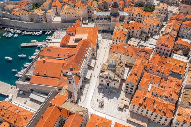 Aerial view of Dubrovnik Old Town.