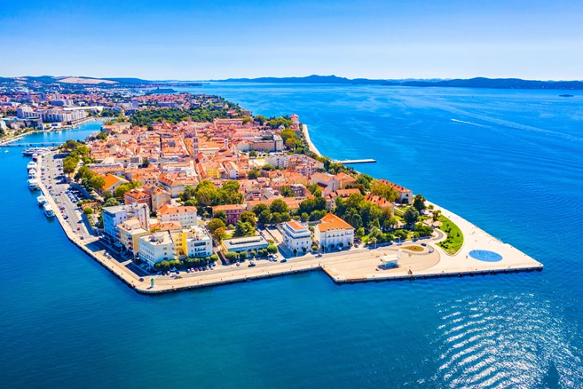 Cruises from Zadar – aerial view of Zadar Old Town.