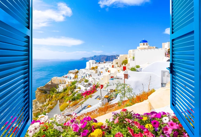Santorini view from the window