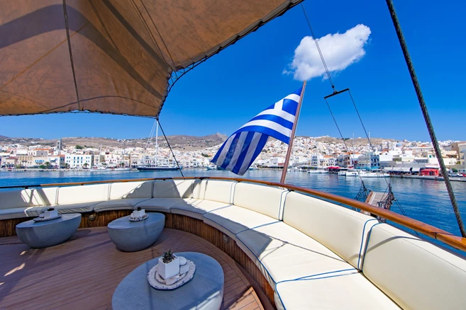 Lounging at a small Greek port on the ship Variety Galileo