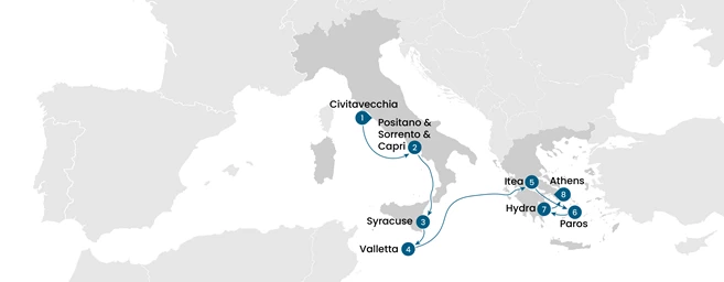 Mediterranean Elegance: Italy, Malta & Greece Yacht Cruise