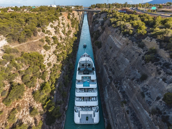 Cruzando el canal de Corinto