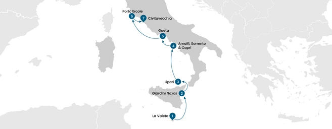 Crucero de lujo por el sur de Italia de Malta a Roma