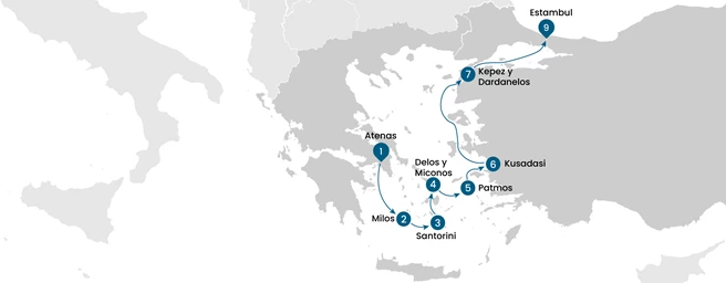 Crucero de lujo por las Islas Griegas y la Costa Turca