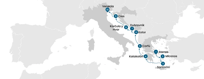 Crucero de Atenas a Venecia: Grecia, Montenegro y Croacia