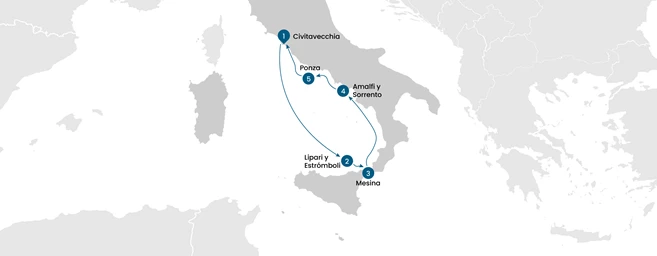 Crucero por el sur de Italia: Roma, islas Eolias y costa Amalfitana