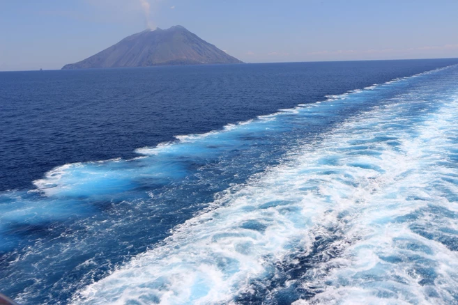 Sailing near the Volcano island of Stromboli