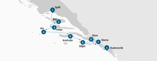 One way cruise From Split to Dubrovnik 