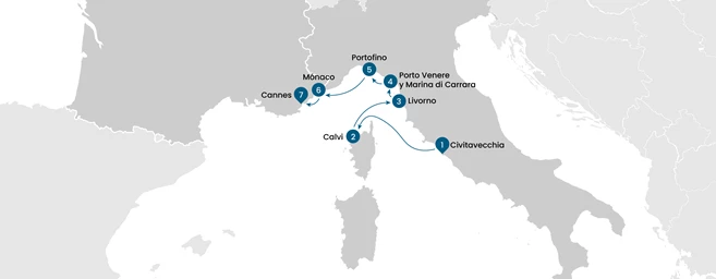 De Italia a Francia: crucero de lujo por la Riviera