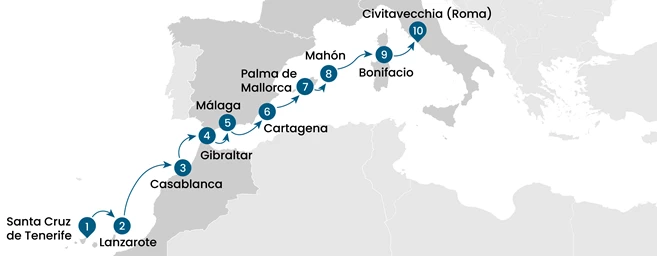Crucero de lujo: España, Marruecos y el Mediterráneo