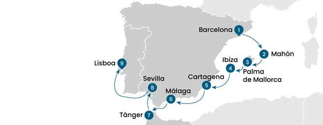 Crucero por el Mediterráneo de Barcelona a Lisboa