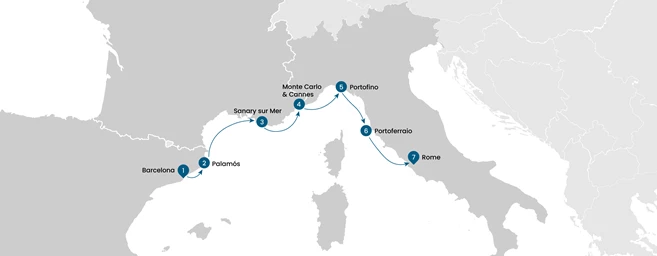 Barcelona to Rome via the French Riviera