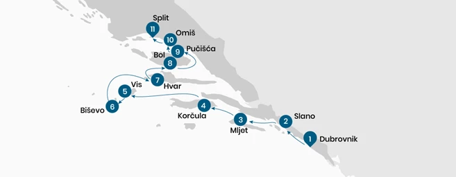 Croatian Islands Cruise from Dubrovnik to Split