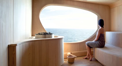 Sauna con vista al mar